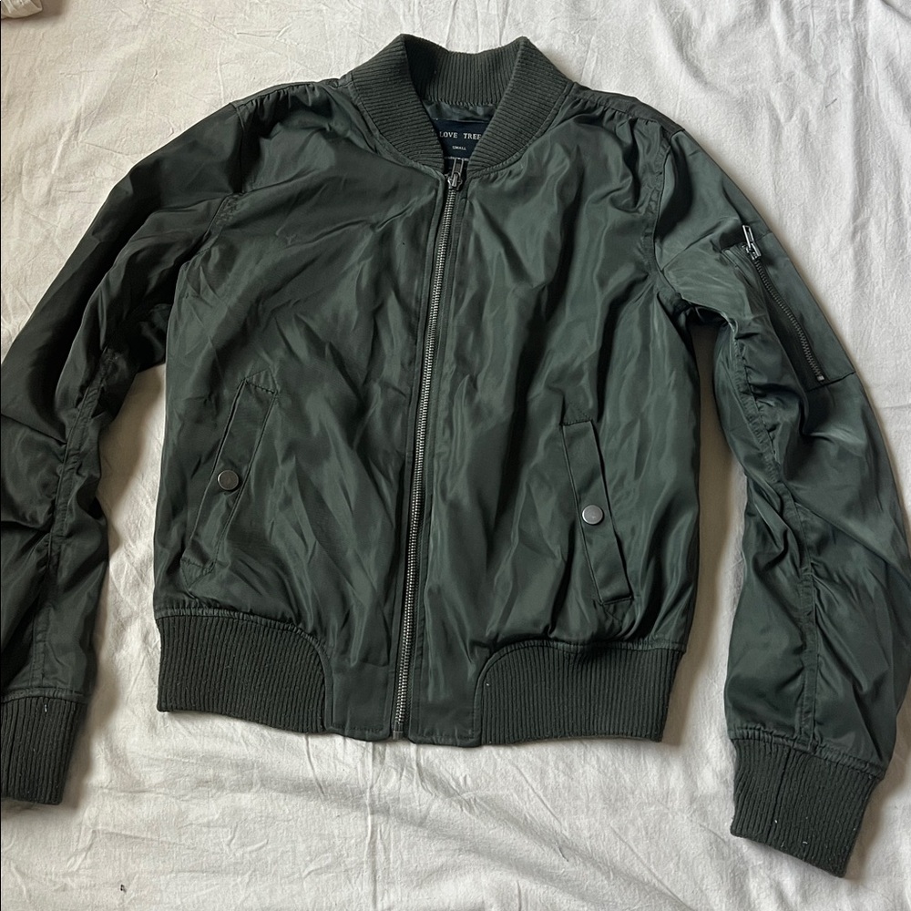 Love Tree Dark Green Bomber Jacket